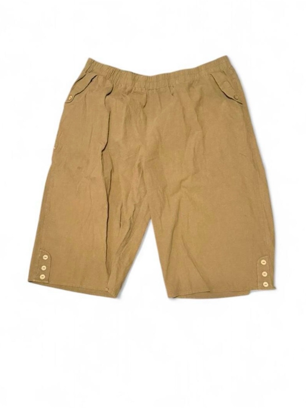 Larmliss khaki linen-blend capri pants 5xl